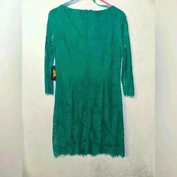 Jessica Howard Green Size 10 Lace Mini Party Dress 3/4 Sleeve NWT - Picture 2 of 6